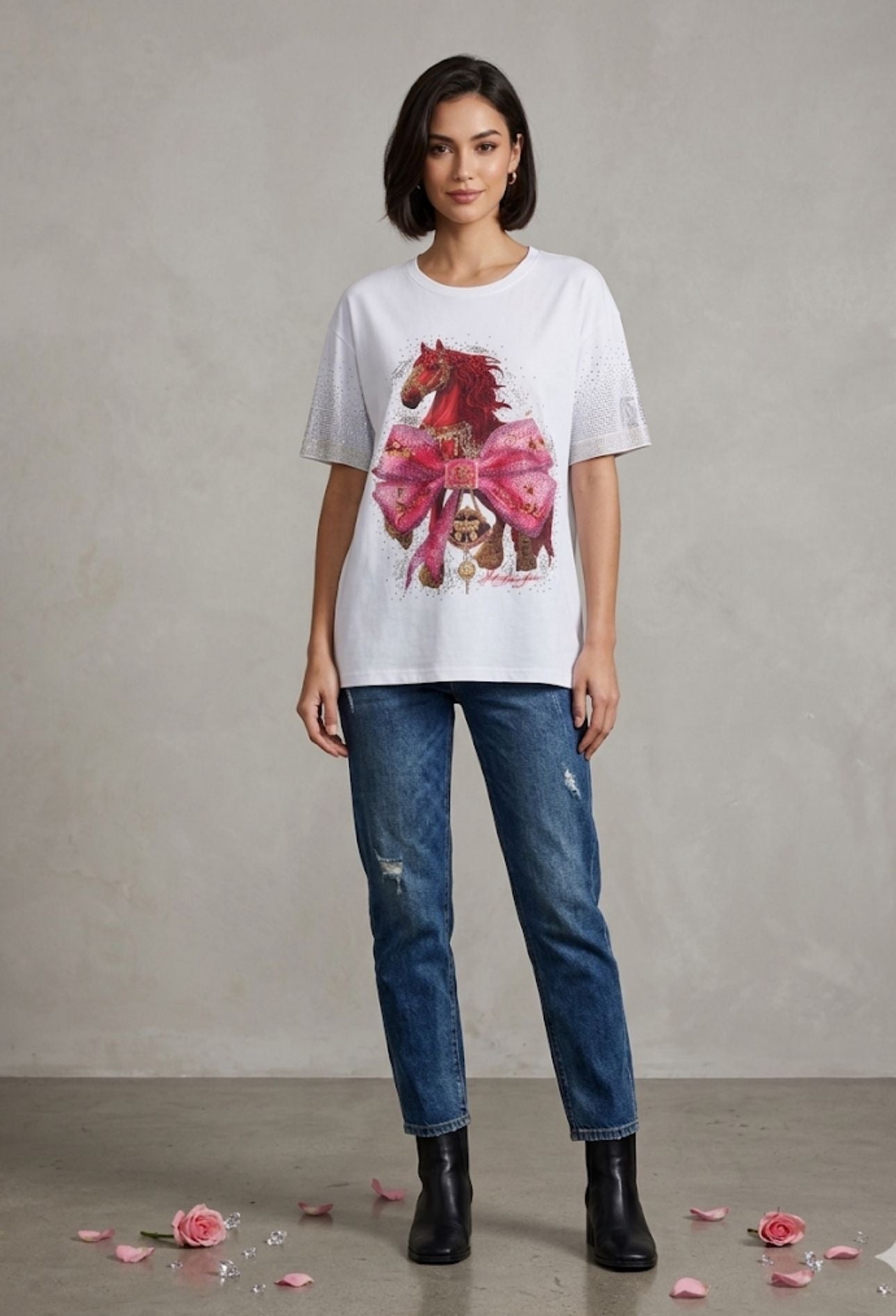 T-shirt Horse con Strass