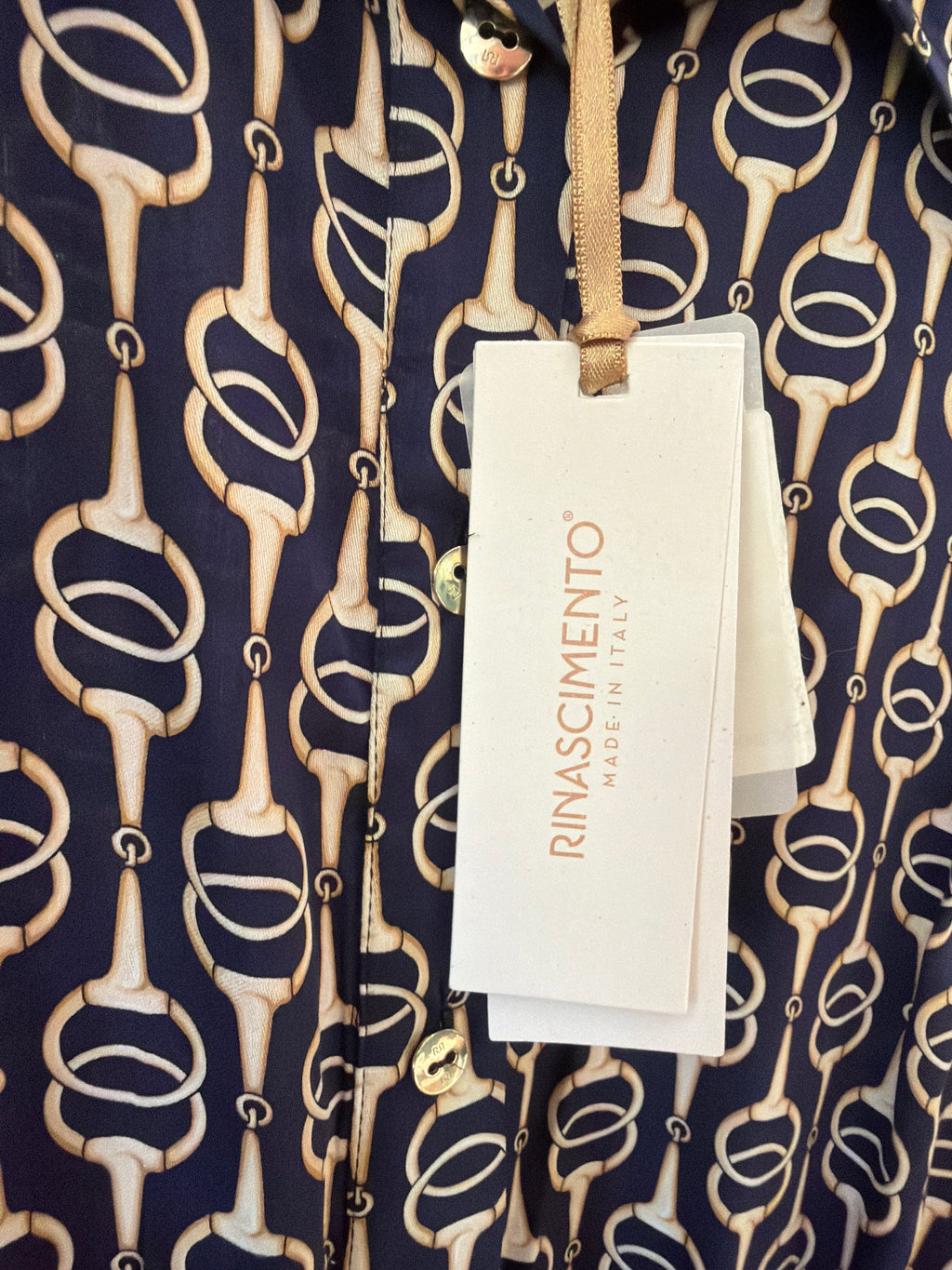 Abito Chemisier Fantasia nodi Oro su Fondo Blu – Rinascimento