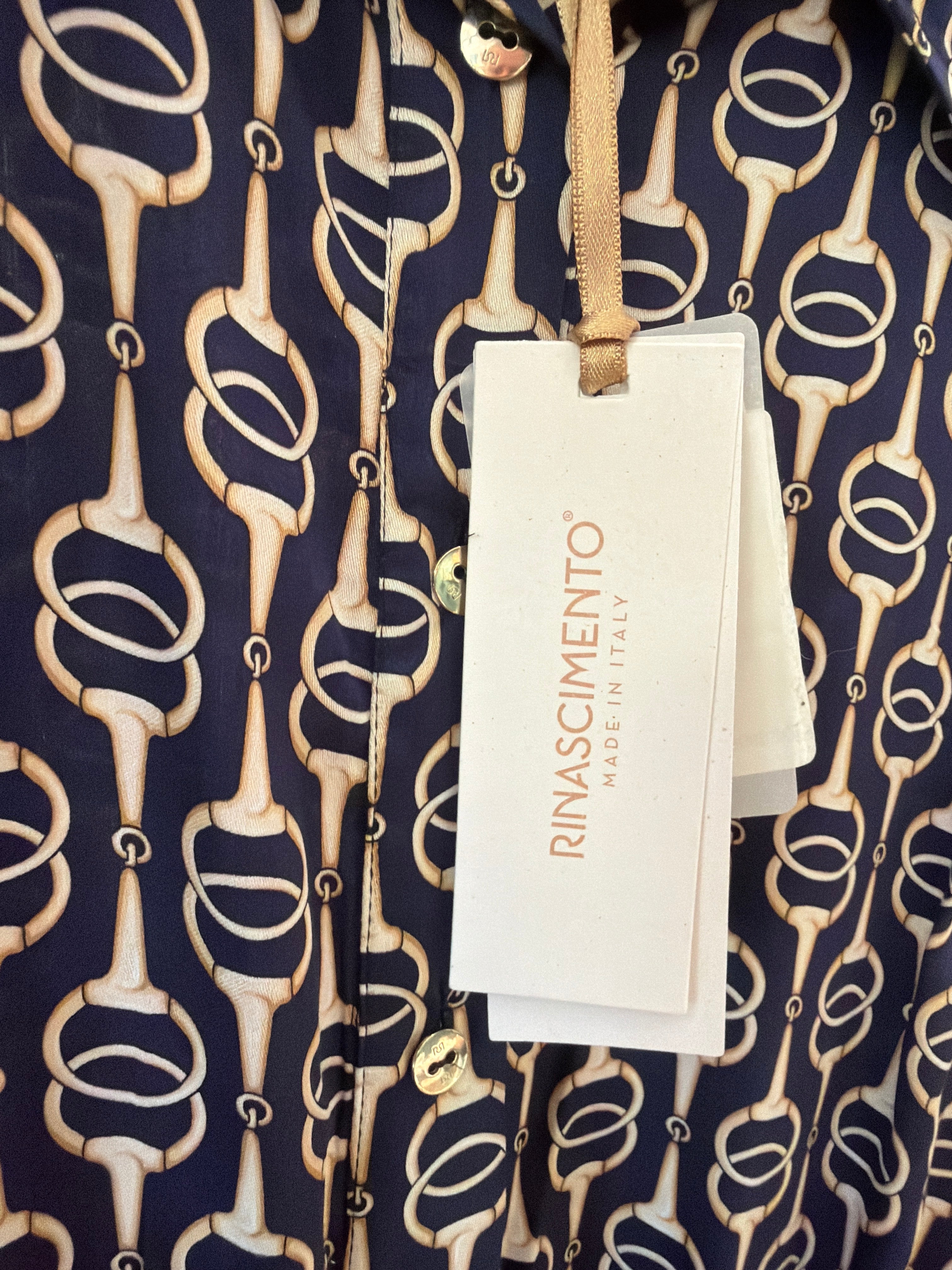 Abito Chemisier Fantasia nodi Oro su Fondo Blu – Rinascimento