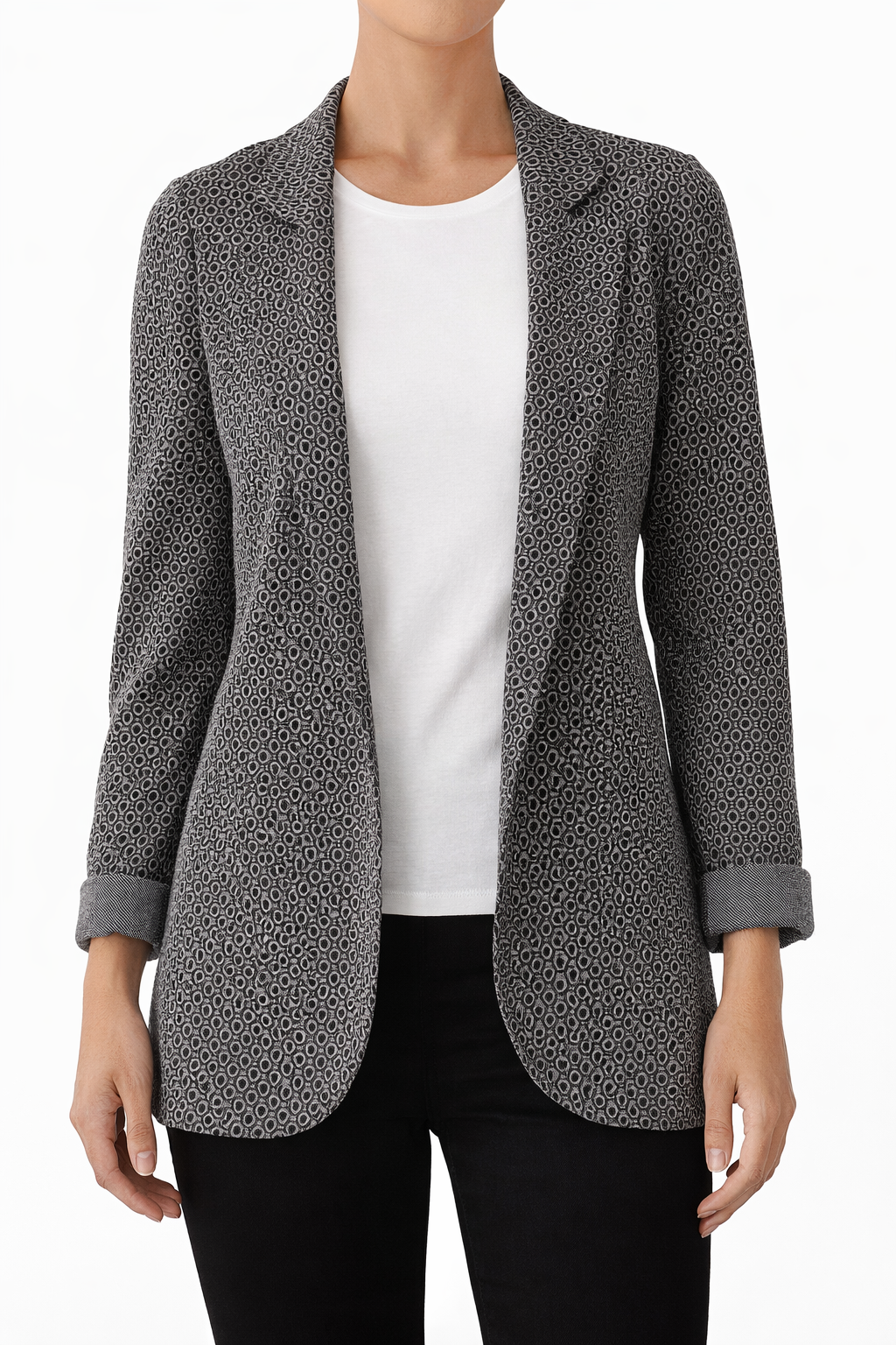 Blazer grigio fantasia senza bottone