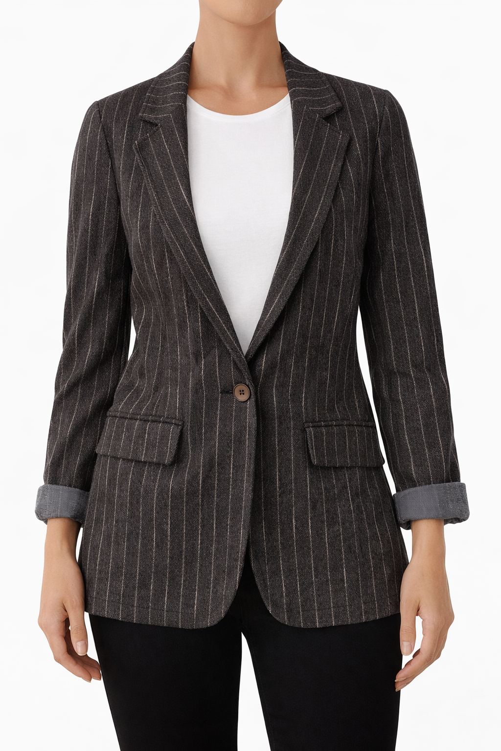 Blazer Donna Gessato con Bottone Elegante