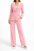 Completo Rosa Sporty Chic con Blazer e Pantalone a Righe Laterali