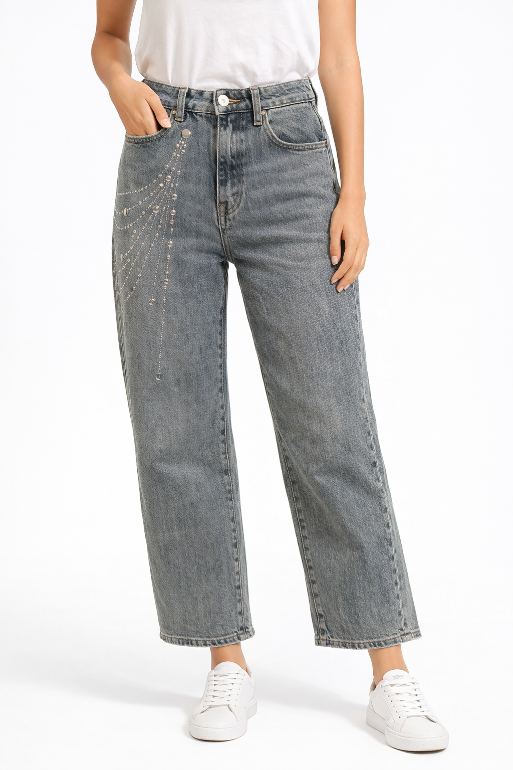 Jeans MOM FIT con strass