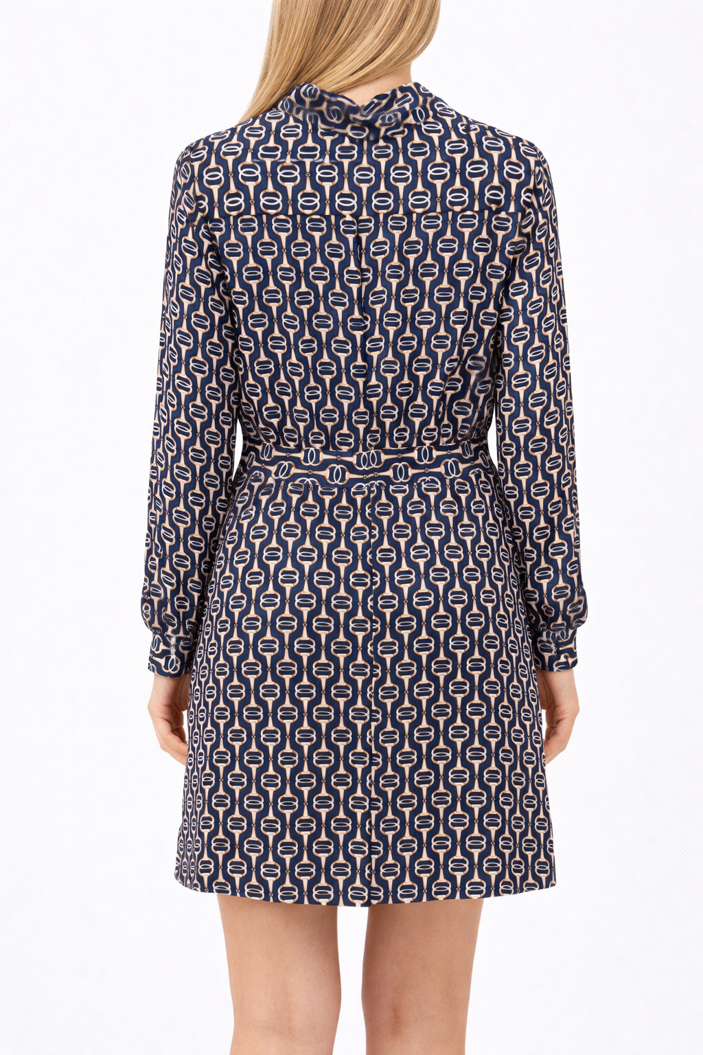 Abito Chemisier Fantasia nodi Oro su Fondo Blu – Rinascimento