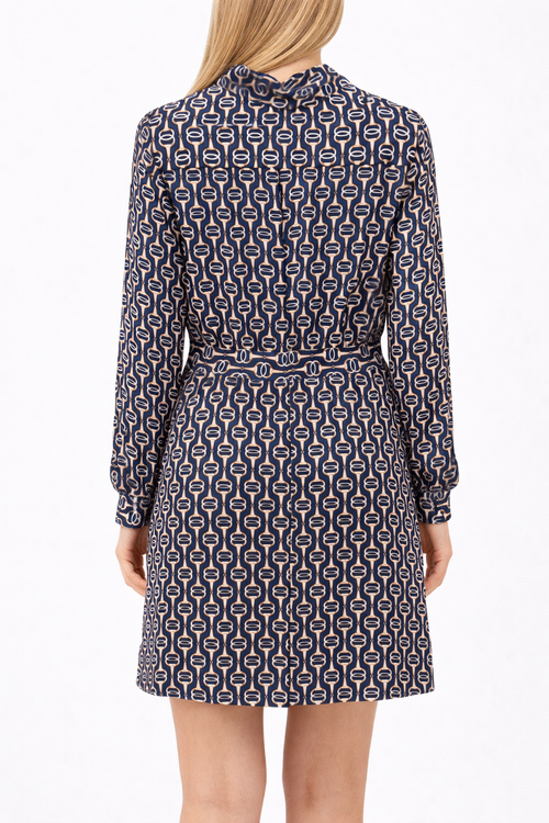 Abito Chemisier Fantasia nodi Oro su Fondo Blu – Rinascimento