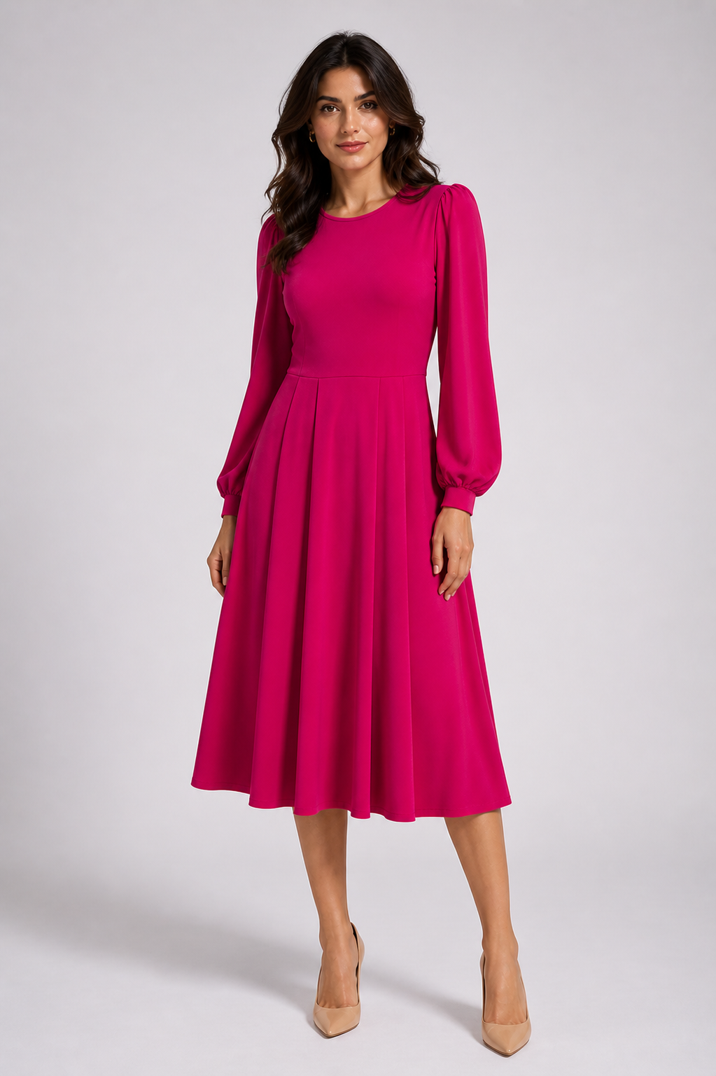 Abito Midi Fucsia Elegante – EUFORIA