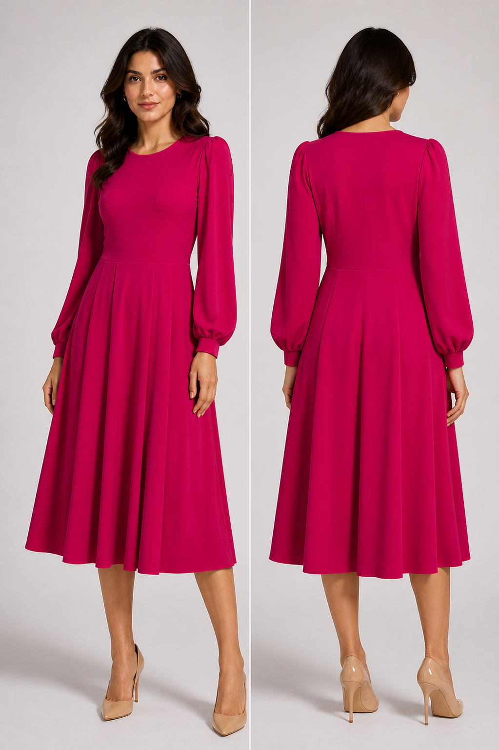 Abito Midi Fucsia Elegante – EUFORIA