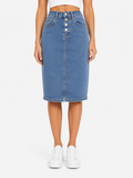 Gonna Denim Midi Button Blue