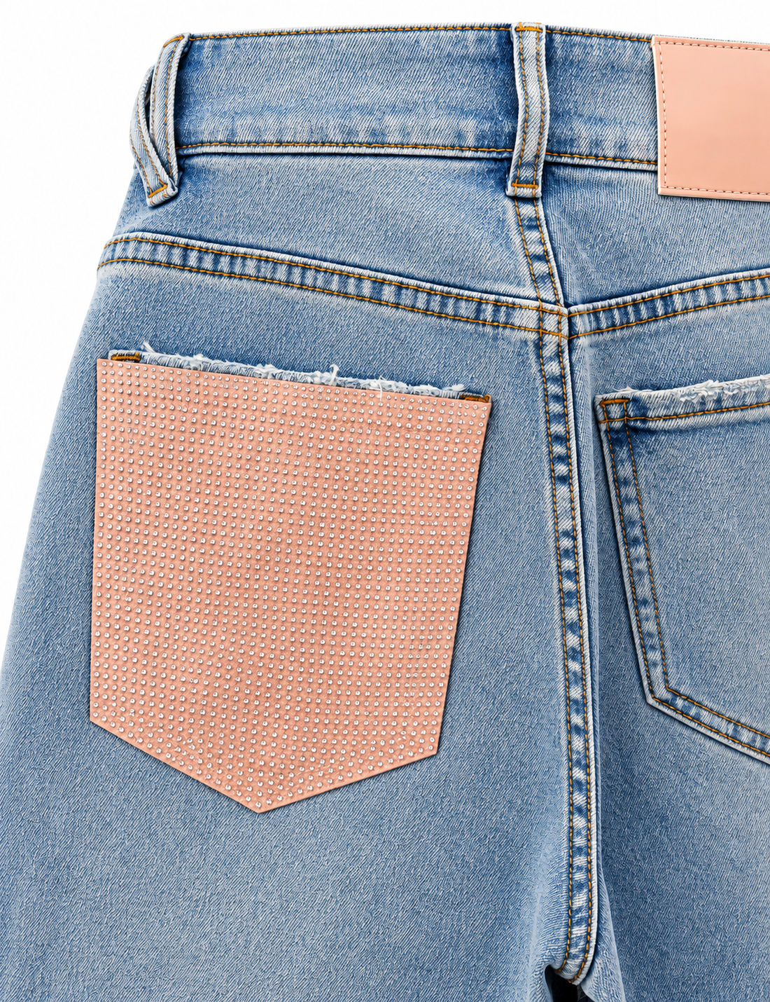 Jeans Flared Cropped con tasca strass