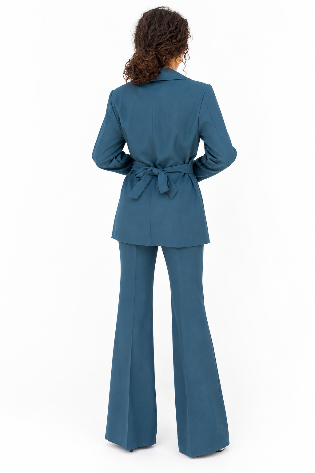 Completo Tailleur Ottanio con Blazer a Fascia e Pantalone Palazzo