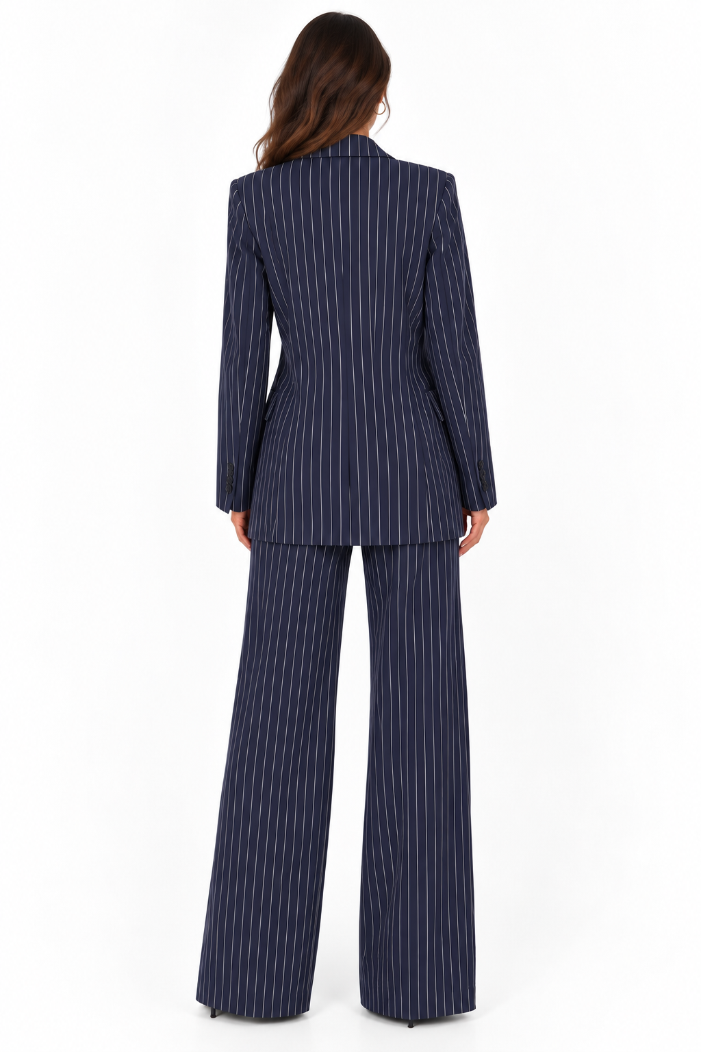 Completo Tailleur Gessato Oversize – Blazer Doppiopetto e Pantalone Palazzo