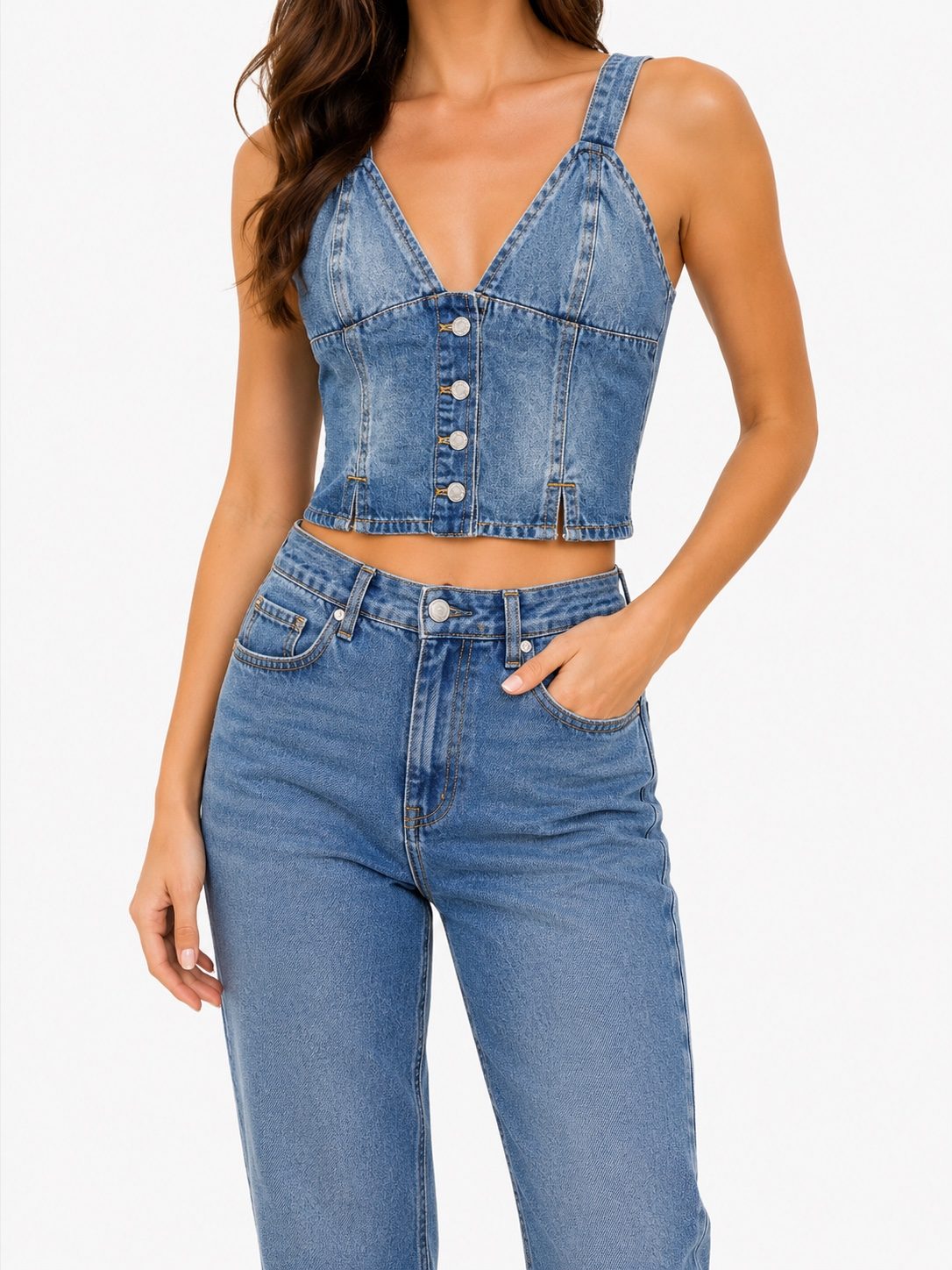 Top Denim Lace Blue