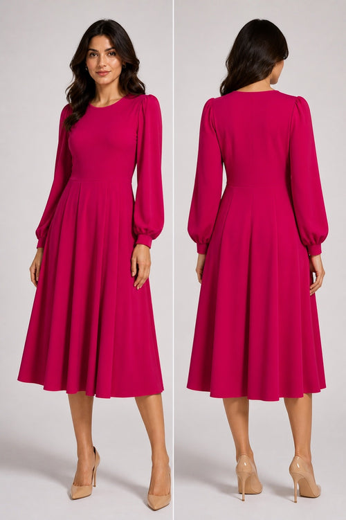 Abito Midi Fucsia Elegante – EUFORIA