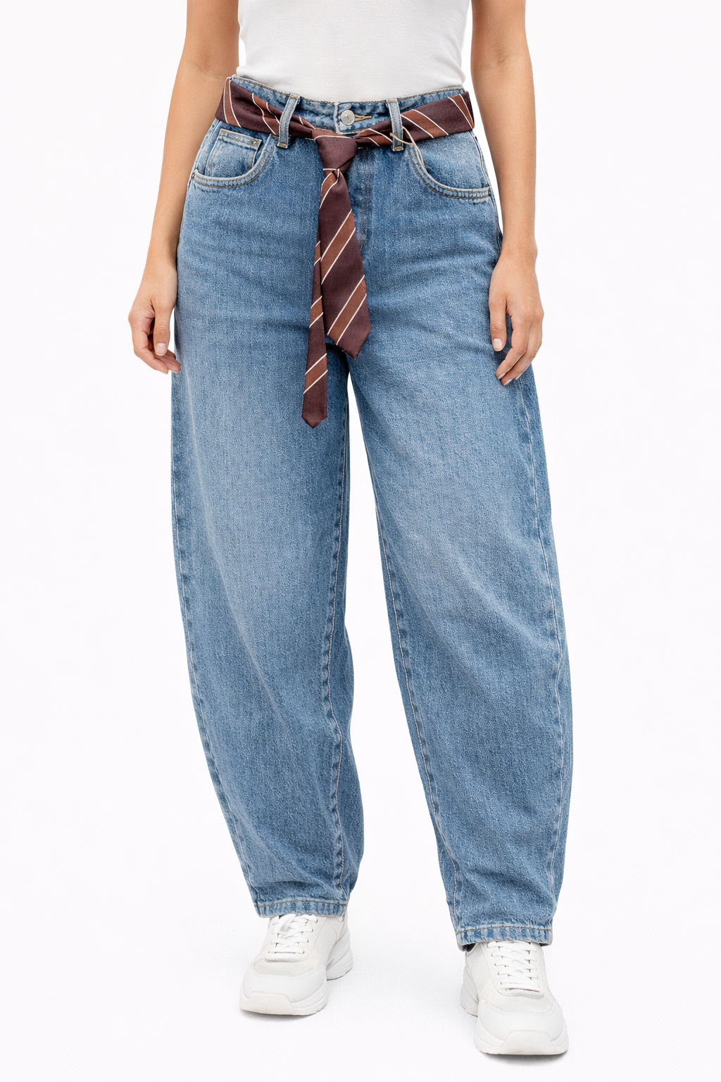 Jeans Balloon “Harper” con Cintura Cravatta